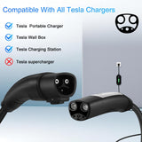 21ft EV Charger Extension Cord for Tesla, Compatible with Model - 3/Y/X/S, Max 240V 48A NACS Charger Cable Extension for Level 1&2 Tesla Home Charging and Outdoor GUWIEYG