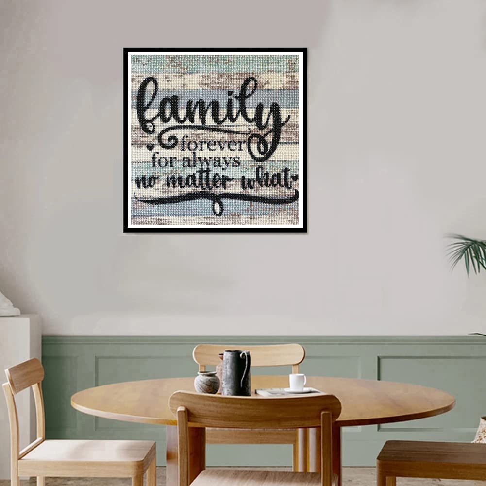 PDSLAIKE Diamond Painting Family Quotes - Family Forever for Always No Matter What Home Sayings DIY Art Craft 11.8x11.8in PDSLAIKE