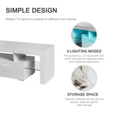 Nrizc White LED TV Stand for 75 Inch TV, High Gloss Entertainment Center with Storage Drawer, Console Table for Living Room, Bedroom Nrizc