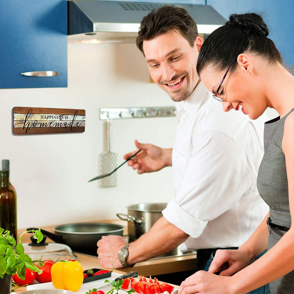 Farmhouse Wood Sign Wall Decor Love Sign Home Decor Wall Art-Happiness is Homemade-Kitchen Signs Wall Decor Size 16"x5" SAC SMARTEN ARTS