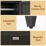 baoliwo Metal Armoire Wardrobe Closet Storage Cabinet with Mirror, 71'' Wardrobe Cabinet with Hanging Rod Metal Closet with 2 Adjustable Shelves for Bedroom, Laundry Room, Cloak Room baoliwo