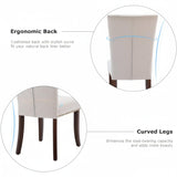 Set of 6 Beige Upholstered Dining Chairs – Farmhouse Kitchen Chairs with High Back, Solid Rubberwood Legs, Padded Foam Seat & Bronze Nailhead Trim, Comfortable Dining Room Chairs for Home COLAMY