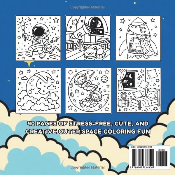 Outer Space Bold & Easy Coloring Book: Fun Rockets, Astronauts, Aliens, Planets & Stars | Simple Big Designs for Stress-Free Coloring for Kids and Adults Majosta