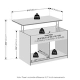 Furinno Jensen Living Room Lift Top Coffee Table with Hidden Compartment, Solid White Furinno