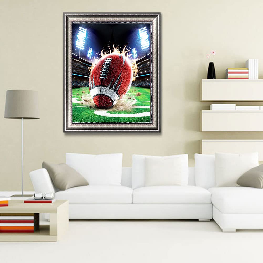 DIYPAINTING DIY 5D Diamond Painting by Number Kits for Adults and Kids Football 16X20 Painting Cross Stitch Full Drill Crystal Rhinestone Embroidery Pictures Arts Craft for Home Wall Decor Gift DIYPAINTING