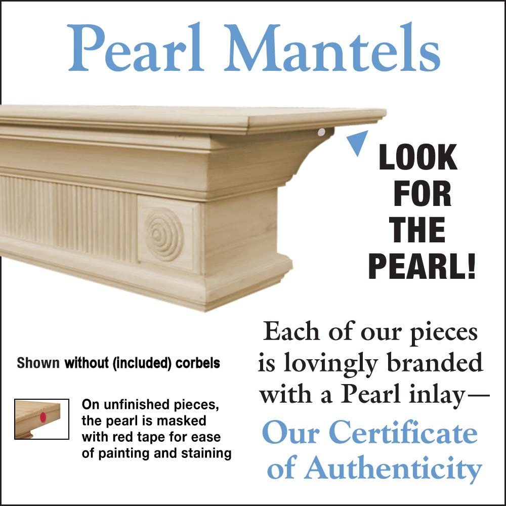 Pearl Mantels ARYB72416 Elegantly Detailed Wood Mantel Shelf, 72", Unfinished Pearl Mantels