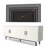 MUUEGM 70" Fluted TV Stand for TVs up to 80 Inches, Entertainment Center with Storage， Adjustable Shelf, Modern TV Console for Living Room and Bedroom, 70" W x 15.75" D x 25" H, White MUUEGM