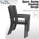 PHI VILLA 3 Piece Outdoor Patio Bistro Dining Set, Slatted Metal Round Table & 2 Patio Chairs, Outdoor Furniture Set for Porch, Deck PHI VILLA