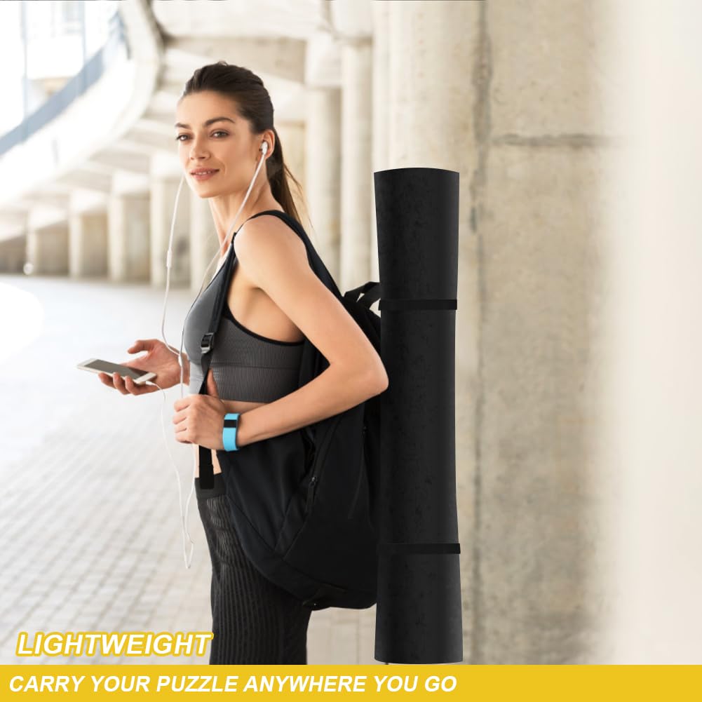 Ainiv Jigsaw Puzzle Mat Roll Up 1500 Pieces, 46" x 26" Portable Felt Puzzles Board with Travel Storage Bag, Jigsaw Saver Pad Keeper for Adults Teens, Black Ainiv