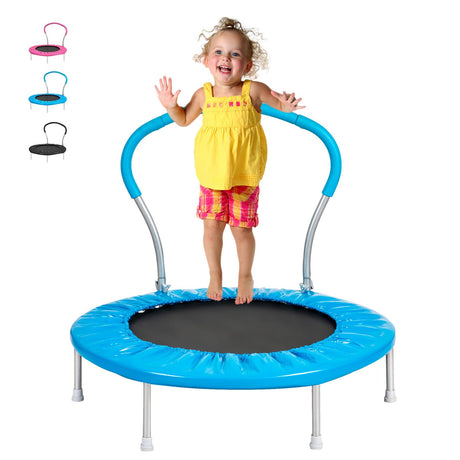 Lyromix 36Inch Kids Trampoline for Toddlers with Handle, Indoor Mini Rebounder Trampoline for Kids, Vibrant Blue Lyromix