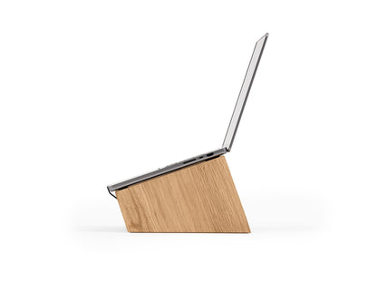 Oakywood Wooden Slanted Laptop Stand for Desk – Convenient Laptop Riser & Holder for Desk – Ergonomic Laptop Desk Stand Wood – 45x22x14cm – for 13-14" Laptops Oak - WoodArtSupply