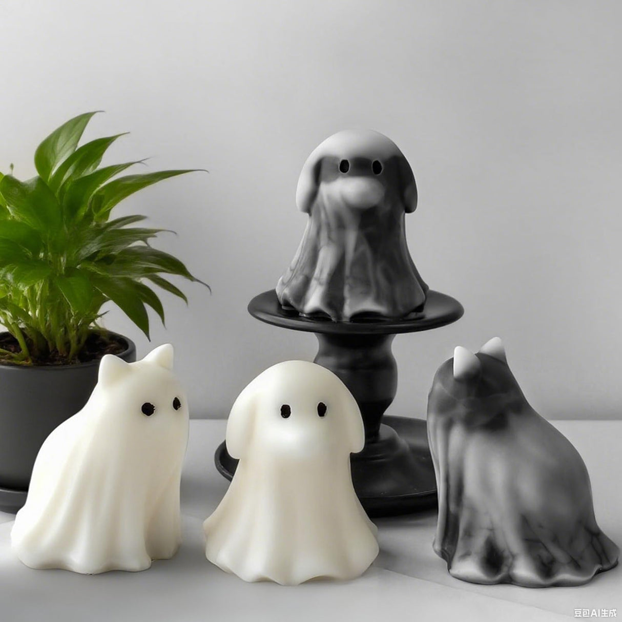 Halloween Animal Ghost Candle Mold, Cat Dog Resin Casting Ghost Silicone Molds for Halloween Aromatherapy Candle Soap Making Home Art Crafts Decor DIANA'S DREAM
