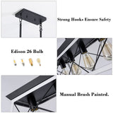 XIPUDA 5-Light Pendant Lights Fixture, Farmhouse Chandeliers for Dining Room, Rustic Island Lights for Kitchen, Rectangular Chandelier Rustic Farmhouse Light Fxiture XIPUDA