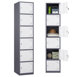 Letaya Metal Lockers for Employees,71" Steel Storage Cabinet with 6 Door Lockable for Office Staff,Home,Gym,School (Grey White) Letaya