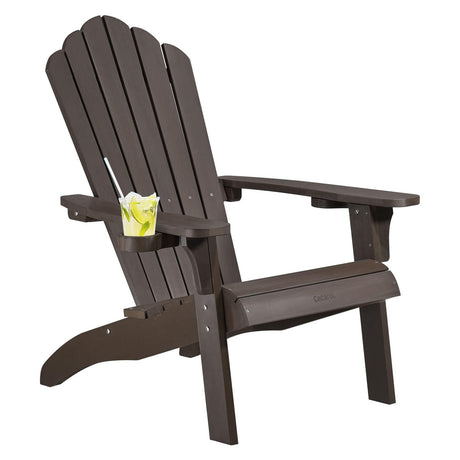 Cecarol Normal Size Adirondack Chair Plastic, Outdoor Fire Pit Chair with Cup Holder, Adirondack Patio Chair Weather Resistant for Outside, Porch, Lawn, Garden- AC01S, Coffee Cecarol