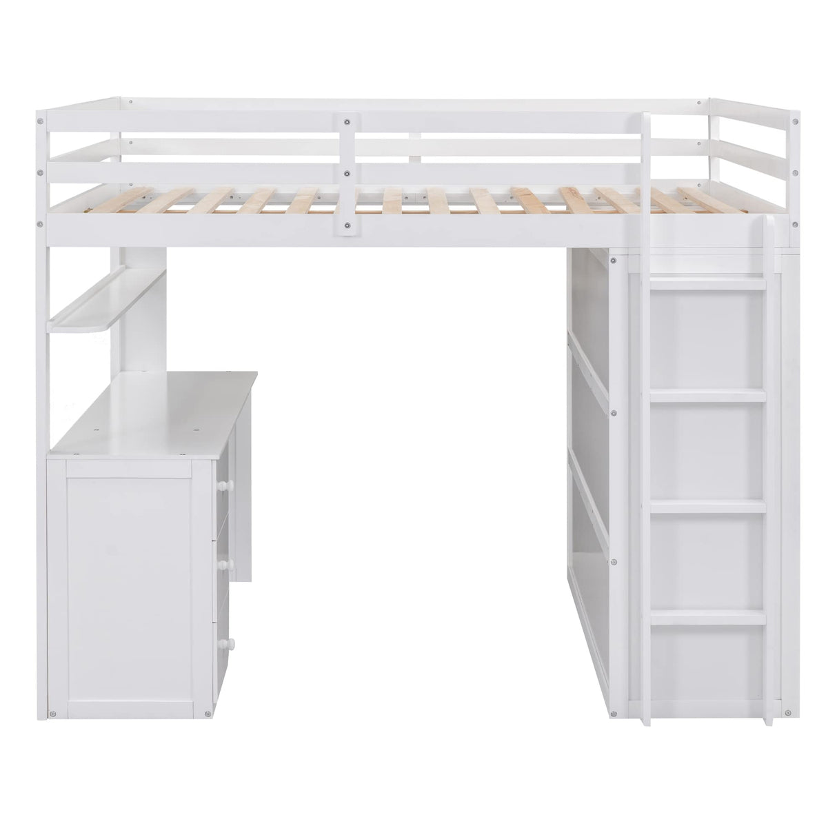 Harper & Bright Designs Full Size Loft Bed with Desk and Wardrobe, Solid Wood Loft Bed Frame with Storage Drawers, for Kids Teens Adults (White) Harper & Bright Designs