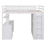 Harper & Bright Designs Full Size Loft Bed with Desk and Wardrobe, Solid Wood Loft Bed Frame with Storage Drawers, for Kids Teens Adults (White) Harper & Bright Designs