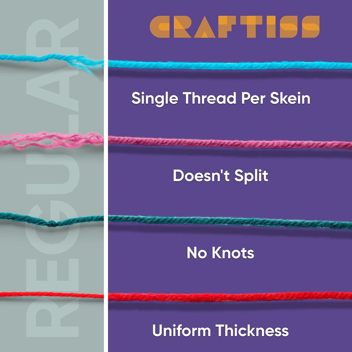 CRAFTISS 30x0.7Oz Acrylic Yarn Mini Skeins - 1300 Yards of Soft Yarn for Crocheting and Knitting Craft Project, Assorted Starter Crochet Bulk Kit for Adults and Kids CRAFTISS