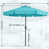 MASTERCANOPY Valance Patio Umbrella for Outdoor Table Market -8 Ribs (9ft, Turquoise) MASTERCANOPY