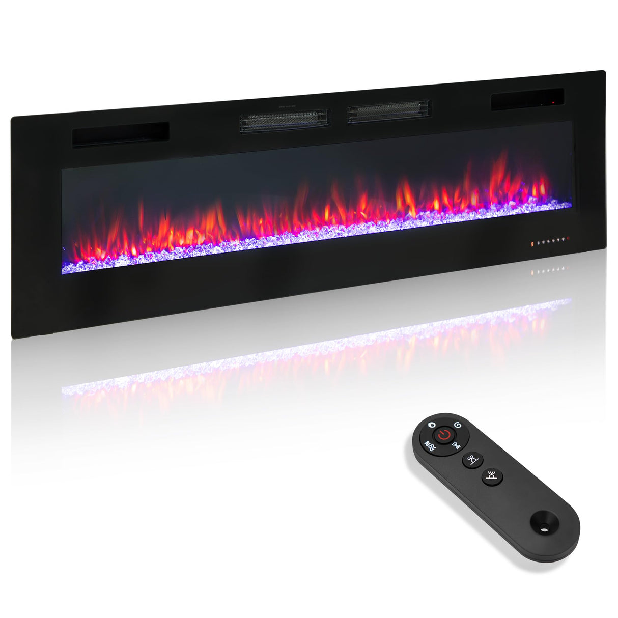 GREEN PARTY 72" Electric Fireplace Recessed/Wall Mounted Ultrathin 3.2" Fireplace Heater, Low Noise Linear Fireplace with Remote Control/Touch Screen, 8hrs Timer, Adjustable Flame & Bed Colors & Speed GREEN PARTY