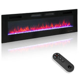 GREEN PARTY 72" Electric Fireplace Recessed/Wall Mounted Ultrathin 3.2" Fireplace Heater, Low Noise Linear Fireplace with Remote Control/Touch Screen, 8hrs Timer, Adjustable Flame & Bed Colors & Speed GREEN PARTY