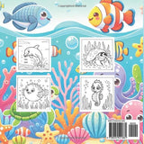 Ocean Scene Coloring Book 60 Pics: Coloring Book for Kids, Beginners, Adults, Stress Relief, Relaxation, 60 Unique & Simple, Animals, Ocean large print (8,5x8,5) WoodArtSupply