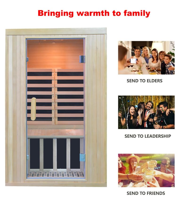 Kang Share Home Infrared Sauna Room 2 Person Wooden Canadian Hemlock 1260W Low Magnetic Graphene Carbon Plate Heater Indoor Saunas Kang Share