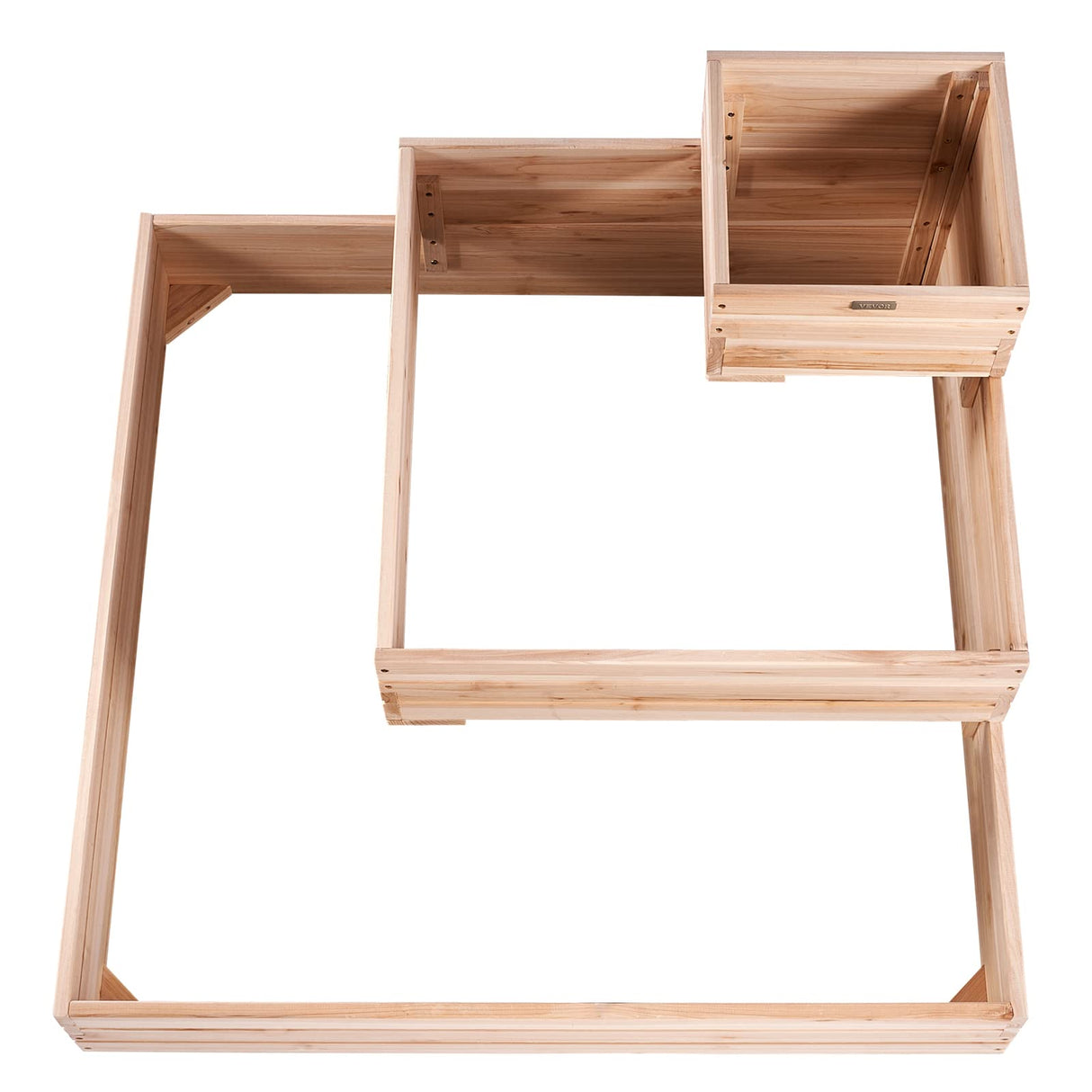 VEVOR 3 Tier Raised Garden Bed Wood Outdoor, 45 x 45 x 20in High End Natural Fir Wood Planter Box, Outdoor Planting Boxes for Flowers/Vegetables/Herbs in Backyard/Garden/Patio/Balcony, with Open Base VEVOR