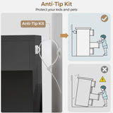 BEWISHOME Black Dresser for Bedroom with Charging Station and LED Lights, 6 Drawer Dresser Chests of Drawers, Wood Dressers for Closet, Modern Wide Dressers with Open Space, TV Stand, Black KCG02B BEWISHOME