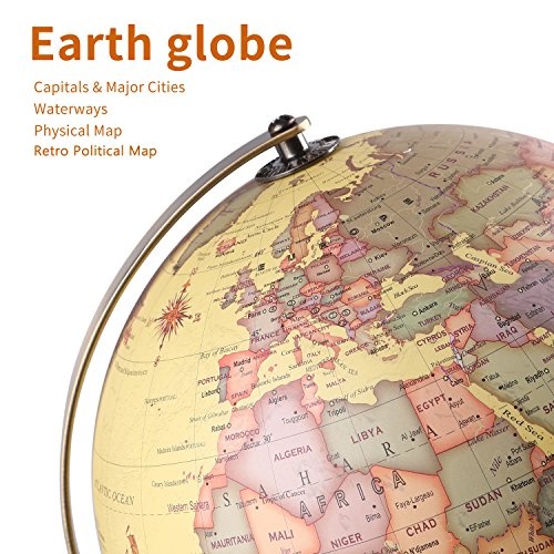 TTKTK Illuminated World Globe for Adults & Kids with Wooden Stand,Built in LED Lamp for Illuminated Night View Antique Globe for Home Décor and Office Desktop 8inch TTKTK