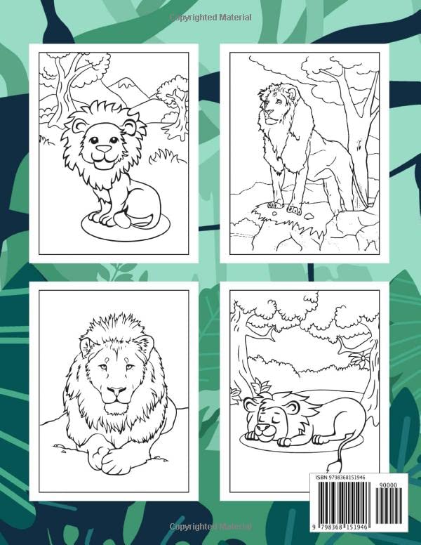Lion Coloring Book for Kids: Amazing Lions Designs for Children, Boys and Girls Ages 4-8 Majosta