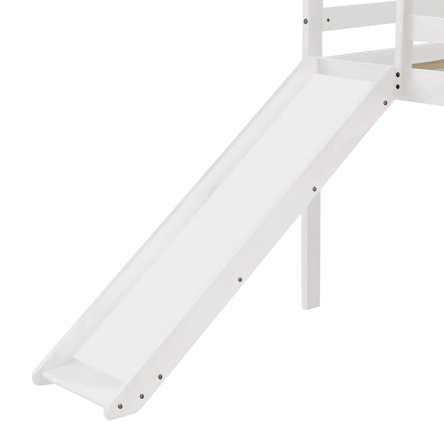 Harper & Bright Designs Kids Low Loft Bed with Slide, Twin Size Wooden Loft Bed Frame, White