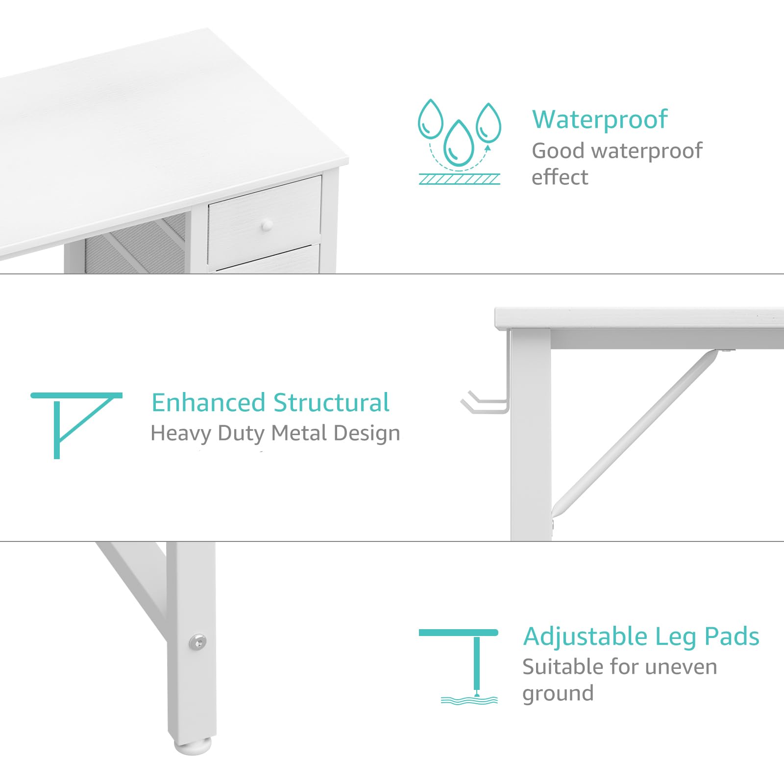 Lufeiya Small White Desk with Drawers - 40 Inch Kids Girls Teen Cute Study Desk for Bedroom Work, Computer Writing Table Desks with Fabric Drawer for Small Spaces Home Office - WoodArtSupply