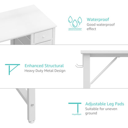 Lufeiya Small White Desk with Drawers - 40 Inch Kids Girls Teen Cute Study Desk for Bedroom Work, Computer Writing Table Desks with Fabric Drawer for Small Spaces Home Office - WoodArtSupply