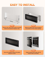 VISVEIL Electric Fireplace 60Inch,Realistic Flame Electric Fireplace Heater,Log Set/Crystal Flames 750-1500W with Timer Inserts/Wall Mounted/TV Stand Touch Screen & Remote for Living Room Easy Install VISVEIL