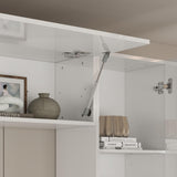 TAMUNE Large Entertainment Center with Bookshelves, High Gloss Wall Unit TV Stand, Modern Media Center with Shelves and Drawers, Doors, for Living Room White 11.8”D x 94.5”W x 78.7”H TAMUNE