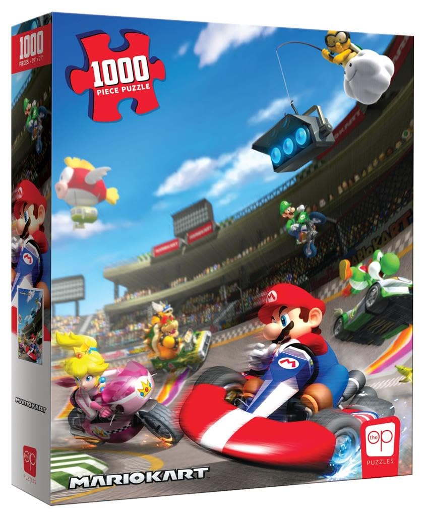 Mario Kart 1,000 Piece Jigsaw Puzzle | Collectible Puzzle Featuring Mario, Princess Peach, Bowser, Yoshi, and Luigi from The Popular Racing Video Game | Officially Licensed Nintendo Merchandise USAOPOLY