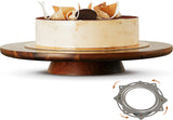 TIDITA 13" Acacia Cake Stand Rotating – Rustic Wood Turntable Pedestal Stands – Wooden Spinning Tables for Food Serving - Round Cake Decorating for Cupcake Dessert Display in Party, Wedding, Birthday Tidita