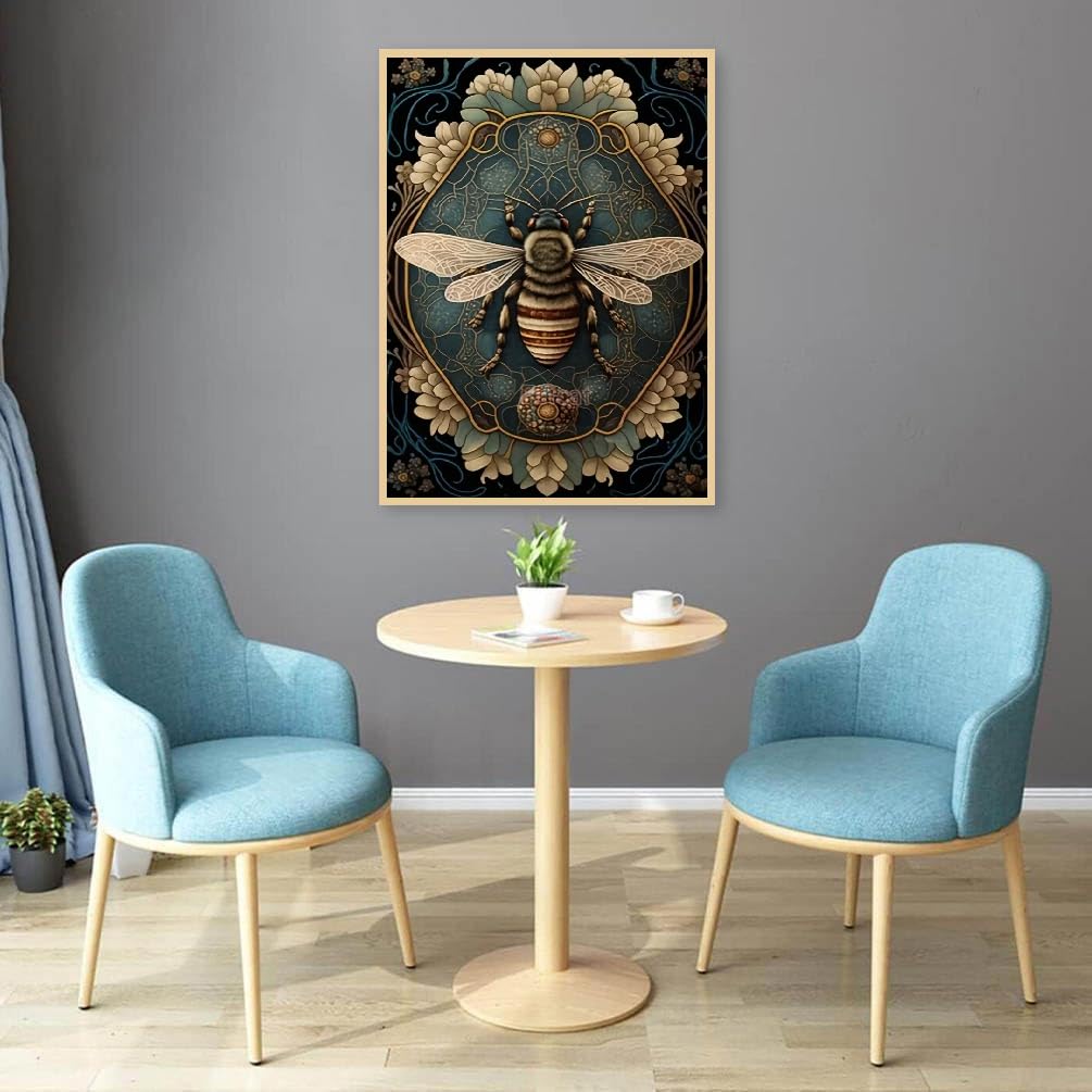 JFYHAB Bee Diamond Painting Kits for Adults Flower 5D DIY Diamond Art Kits for Beginners Round Full Drill Diamond Painting for Home Wall Decoration Gift 12×16 inch JFYHAB