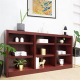 BOWERY HILL Traditional 36" Tall 9-Shelf Triple Wide Wood Bookcase in Cherry BOWERY HILL
