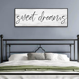 Sweet Dreams Signs Bedroom Wall Decor Above Bed Rustic Canvas Wall Art for Farmhouse Decor Large Size Framed Wall Art Master Guest Bedroom Signs Wall Decor above Bed (Black Wooden Frame/ 43x15inch) COHLOE