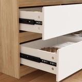 FUFU&GAGA 9 Drawer Dresser Chest of Drawers, 63” Wide Dressers, Modern Wood Drawer Chest Storage Organizer, No Handle Design, for Bedroom Living Room Hallway, Oak and White, 63”W x 15.7”D x 31.5”H FUFU&GAGA