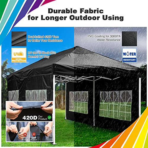 Yescom 10x20' Heavy Duty Enclosed Pop Up Canopy Folding with 4 Sidewalls for Outdoor Event Vendor Farmer Flea Market Tent - WoodArtSupply