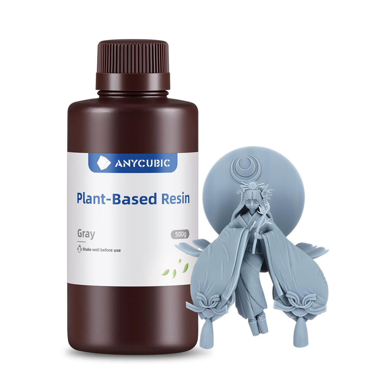 ANYCUBIC 3D Printer Resin, 405nm UV Plant-Based Rapid Resin, Low Odor, Photopolymer Resin for LCD 3D Printing, 500g Grey ANYCUBIC