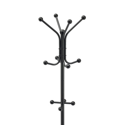 Hoctieon Coat Rack Freestanding,Entryway Hanger Stand,Umbrella Holder,Hall Tree With 12 Hooks, Floor Standing Metal Tree Stand, Black