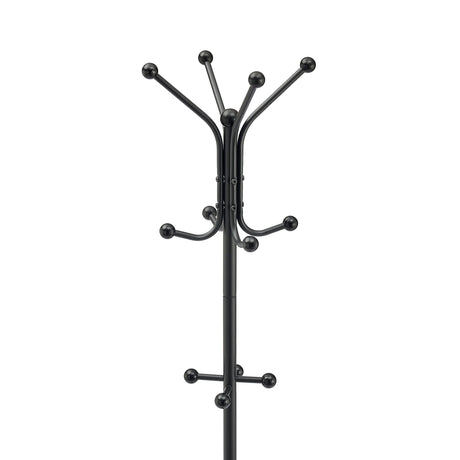 Hoctieon Coat Rack Freestanding,Entryway Hanger Stand,Umbrella Holder,Hall Tree With 12 Hooks, Floor Standing Metal Tree Stand, Black Hoctieon