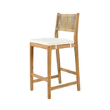 Merax 5 Pieces Acacia Wood Outdoor Patio Bar Set with Modern Boho Bar Height Chair Bar Table, 4 Bar Chairs with Soft Seat Cushions, Rattan Dining Bar Set for Garden, Backyard, Poolside and Balcony Merax