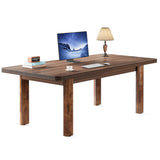 Tribesigns 63-Inch Executive Desk, Large Office Computer Desk with Solid Wood Legs, Simple Farmhouse Study Writing Desk Workstation, Conference Table Business Furniture for Home Office, Brown Tribesigns