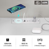 ADORNEVE LED Nightstands Set of 2, Night stand with Wireless Charging Station and LED Lights, White Nightstand with Pull-Out Shelf & Drawers, Modern Bedside Table End Side Table for Bedrooms ADORNEVE