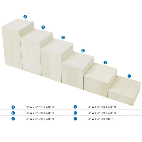 MOOCA Wooden 6 Pcs Square Risers for Display Jewelry and Accessories Display Stand Wooden Risers For Jewelry Figurine, Wash White MOOCA